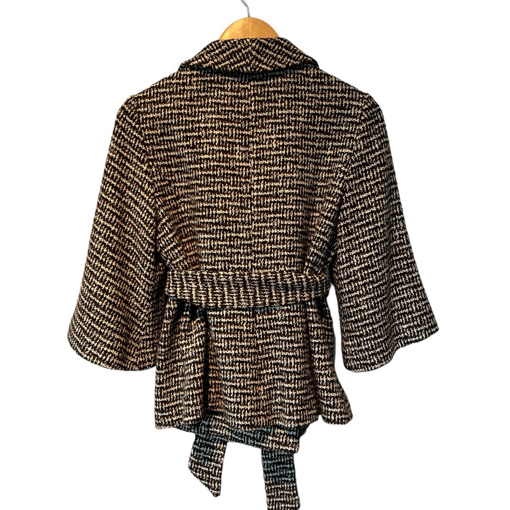 5/48 Saks Fifth Avenue tweed belted bell sleeve coat Medium - Picture 2 of 6